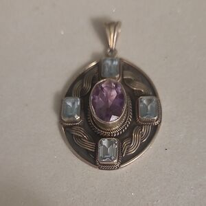 Elegant Amethyst and Aquamarine Pendant Sterling Pendant